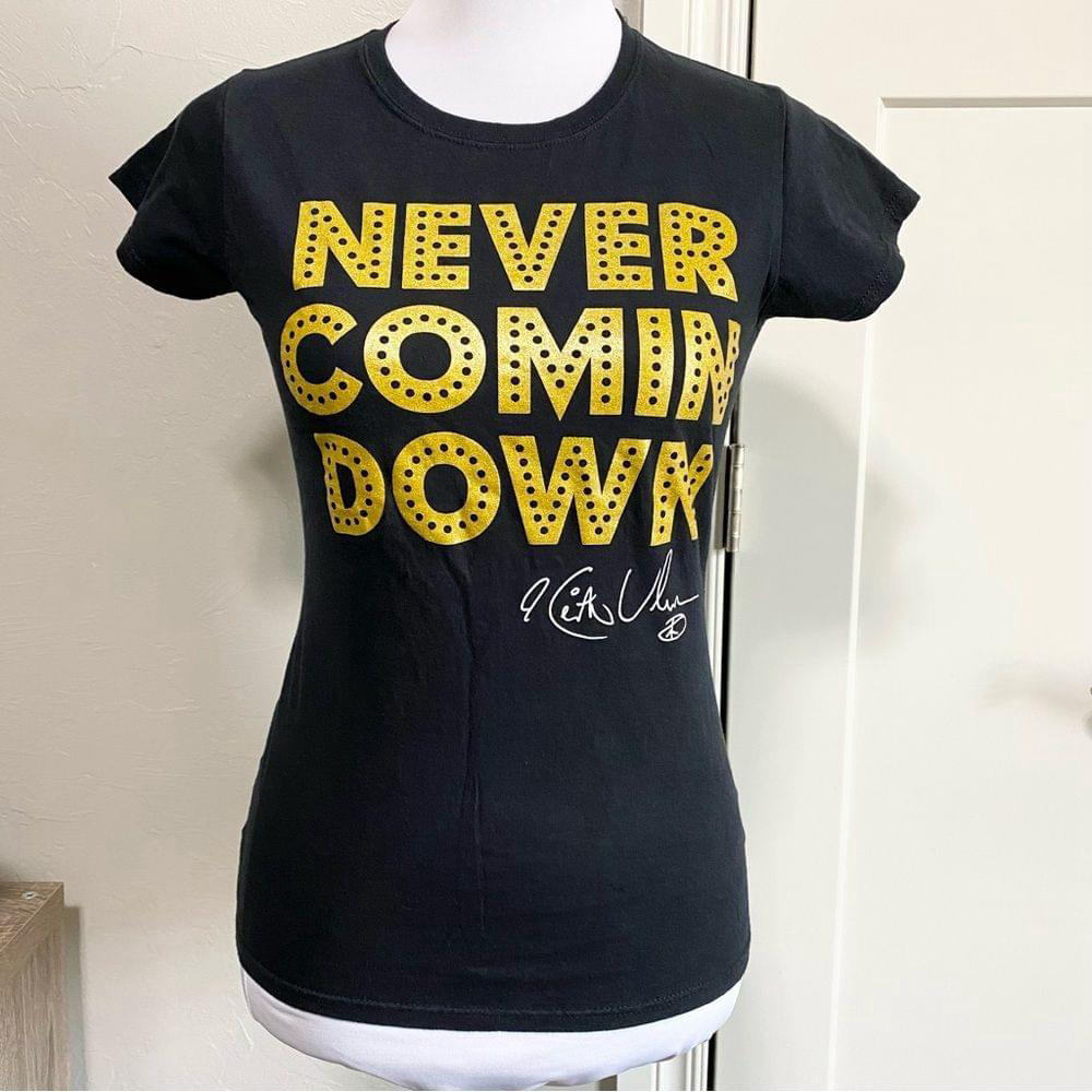 Keith Urban concert band tee “Never comin down” black gold size small